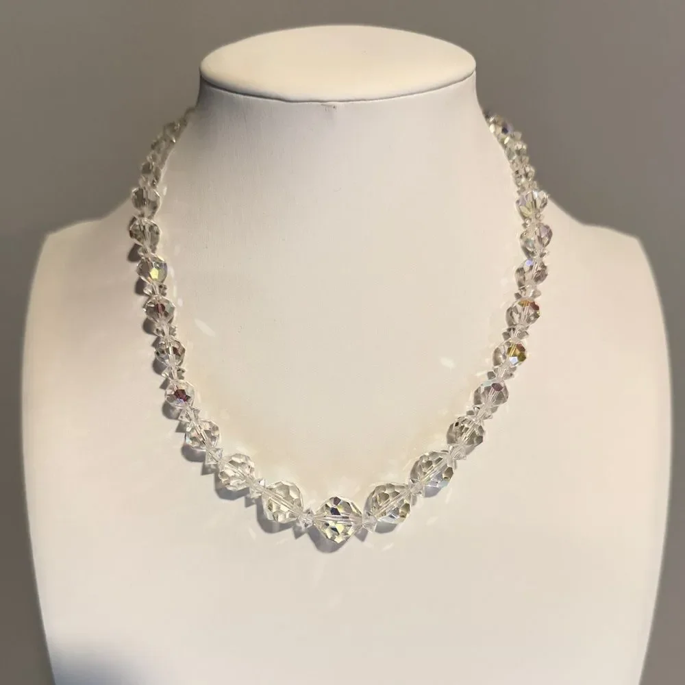 up to 15" VINTAGE LAGNUA, graduated Aurora Borealis crystal beaded necklace! - Picture 11 of 11